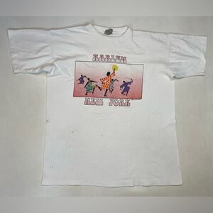 VINTAGE Harlem New York NYC Graphic T-shirt Men XL White 90s Single Stitch